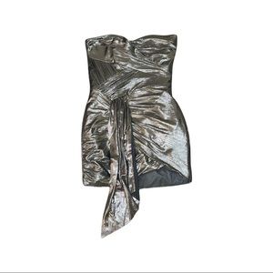 House of cb Silver strapless mini party dress